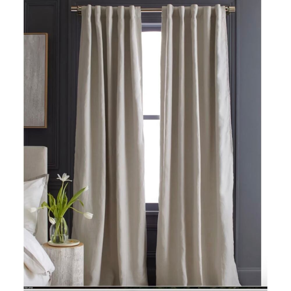 Quince European Linen Luxury Room Darkening Curtain 48X96 Ivory NWOT#5
